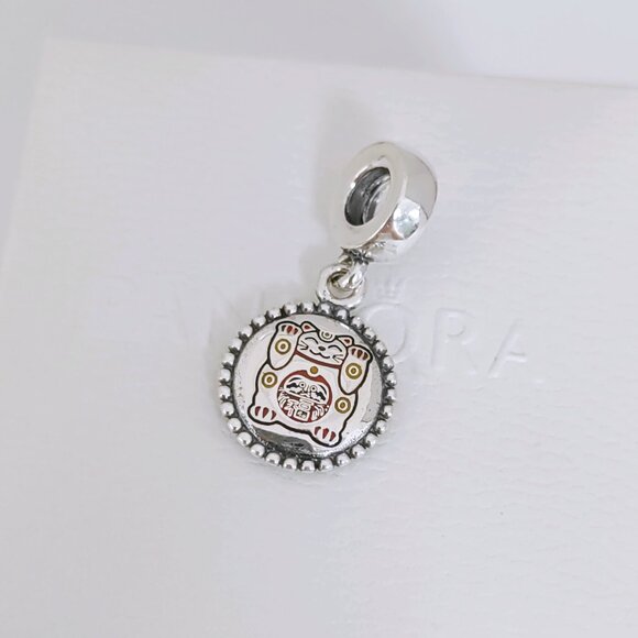 Pandora China Japanese Maneki Neko Cat Good tune Dangle Charm Bead S925 Silver - Picture 4 of 8
